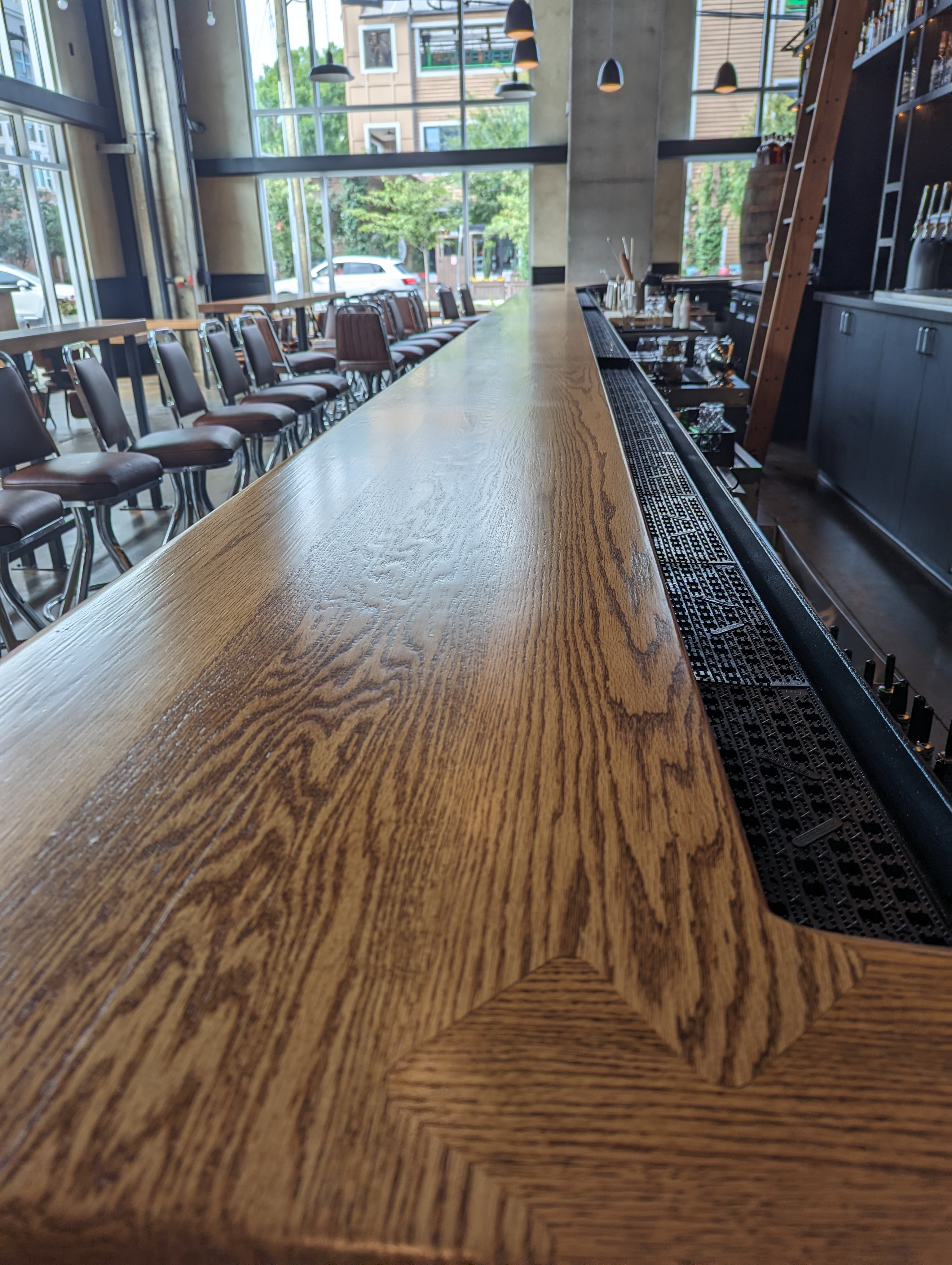 White oak bar top — restaurant finish