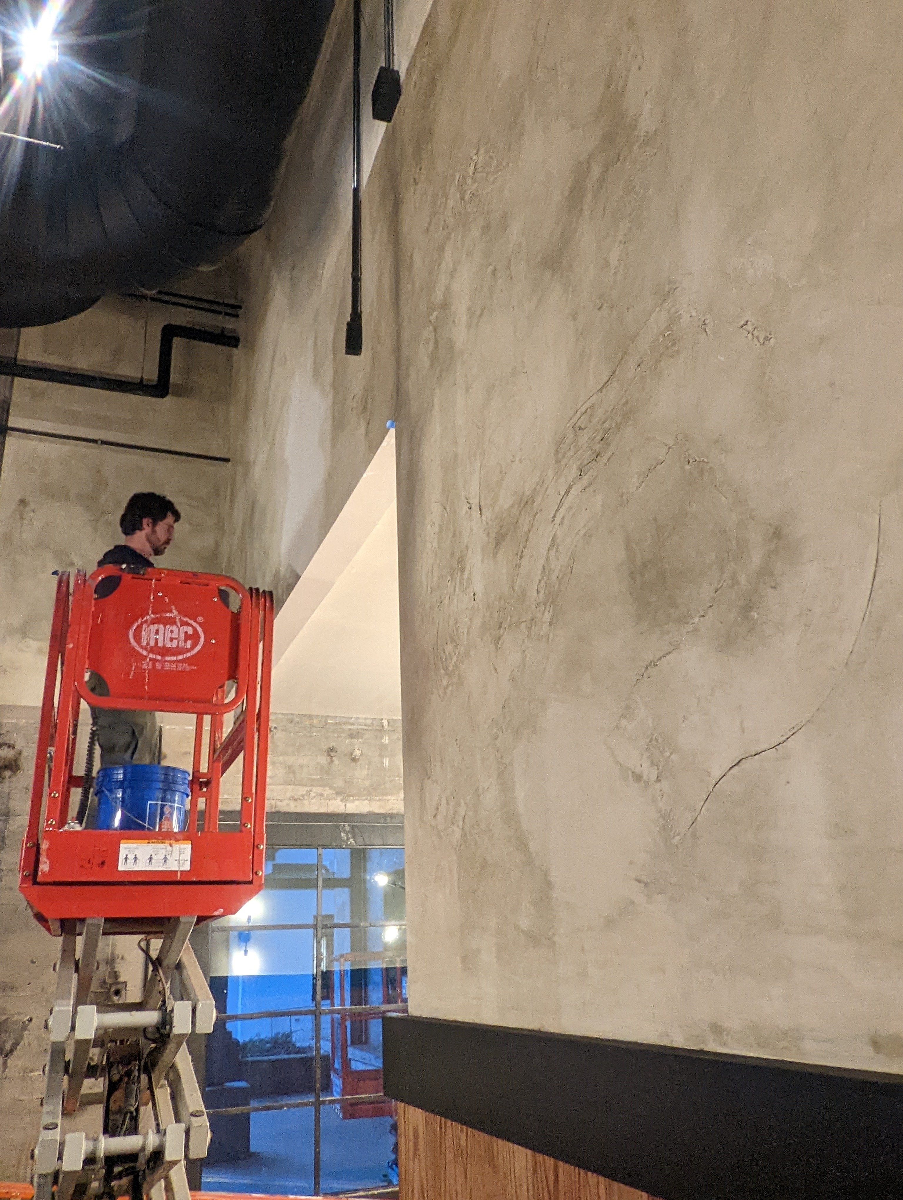 Applying venetian plaster at commercial scale, Raleigh NC